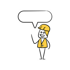engineer with speech bubble yellow stick figure theme