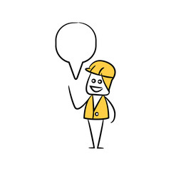 engineer with speech bubble yellow stick figure theme