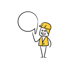 engineer with speech bubble yellow stick figure theme