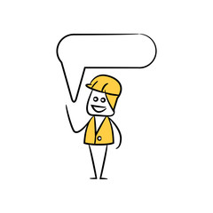 engineer with speech bubble yellow stick figure theme