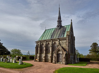 Vicarsford Cemetery Chapel, a non denominational chapel stands on top of a Hill in Fife near Drumoig, Scotland.