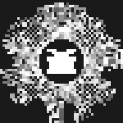 White Drum with drum sticks icon isolated on grey background. Music sign. Musical instrument symbol. Abstract circle random dots. Vector Illustration