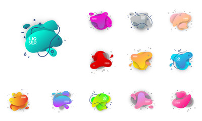 Abstract mega sale flat badges geometric shapes set. Final sale banner isolated on white background. Yellow, red, green and black colors special offer banner set. Shop now web app, poster illustration