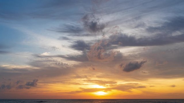 Time lapse video Scene of Colorful sunset with Moving clouds background in nature and travel concept.