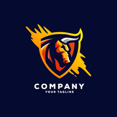 awesome shield bull logo design