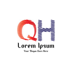 Design of alphabet letter QH with wavy lines stripe as a logo for a company or business