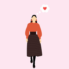 Meeting website. Search for a pair. Icon for dating site, person thinks about love, thought cloud with heart