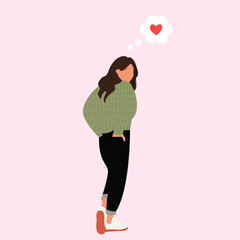 Meeting website. Search for a pair. Icon for dating site, person thinks about love, thought cloud with heart