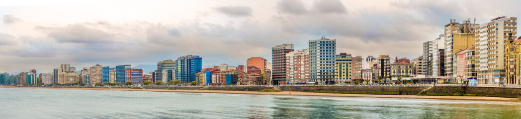 Panoramic view at the Waterfront of Gijon in Spain