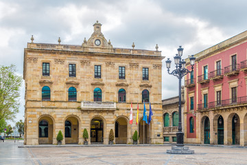 Fototapeta na wymiar View at the Town hall of Gijon in Spain