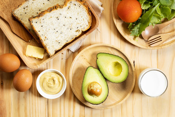 delicious healthy breakfast on wooden table