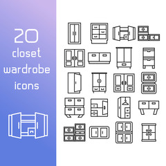Obraz na płótnie Canvas closet and wardrobe icons 