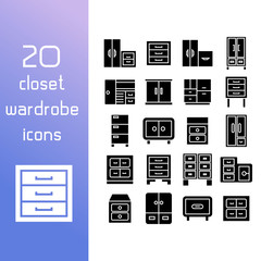 closet and wardrobe icons set