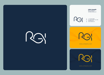 Letters R E I joint logo icon with business card vector template.