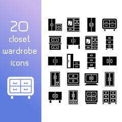 closet and wardrobe icons set