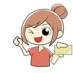 ポイントカードを持つ女性