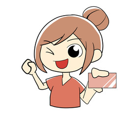 ポイントカードを持つ女性