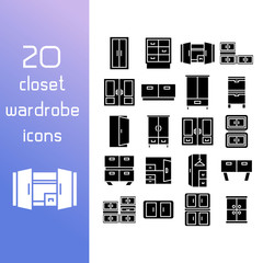 closet and wardrobe icons set