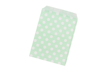 open paper envelopes mint green, polkadot