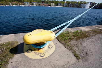 blue rope at harbour
