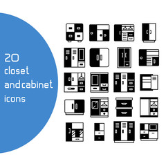 closet and cupboard icons set
