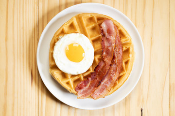 Savory bacon and egg waffle