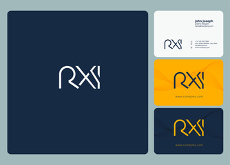 Letters R X I joint logo icon with business card vector template.