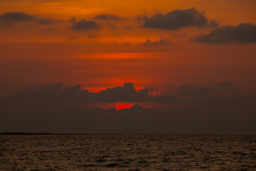 Beautiful sunset and sea wave