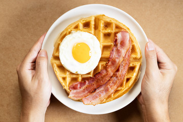 Savory bacon and egg waffle