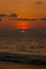 Beautiful sunset and sea wave