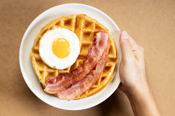 Savory bacon and egg waffle