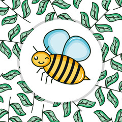 cute bee insect flying kawaii character