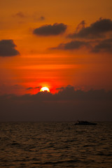 Beautiful sunset and sea wave