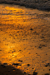 Beautiful sunset and sea wave