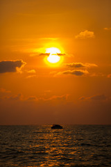 Beautiful sunset and sea wave