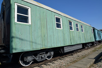 Fototapeta na wymiar KALININGRAD, RUSSIA. The car laundry converted from the freight car. Museum of history of the Kaliningrad railroad