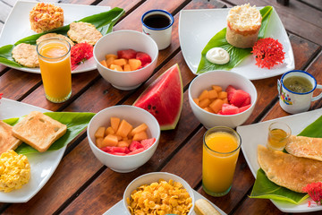 Table with fruits, Colombian breakfast