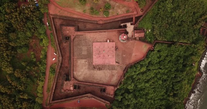 Drone shot of Fort Aguada in Goa, India