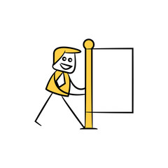 businessman and blank signage or signpost yellow stick figure theme