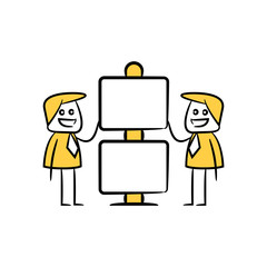 businessman and blank signage or signpost yellow stick figure theme