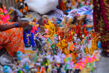 set of toys in a street market.