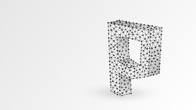 PHP coding language sign. Device, programming, developing concept. Abstract, digital, wireframe, low poly mesh, vector white origami 3d illustration Triangle, line, dot