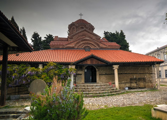 Exterior view to Holy Virgin mary Mary Perybleptos Church , Ohrid, North Macedonia