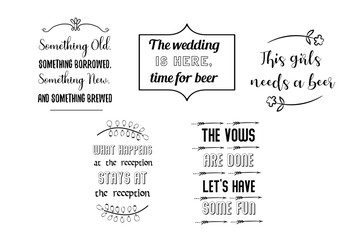 Set of Calligraphy sayings for print. Vector Quotes about alcohol drinks, hard beverages