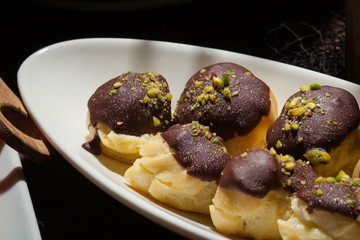 Food was prepared for the wedding dinner.