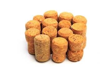 Wine corks isolated on white background .