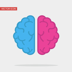Left and right human Creative brain vector flat