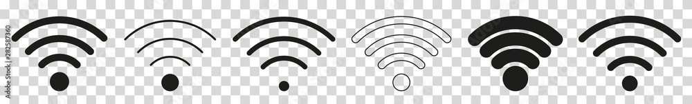 Wall mural wireless | internet connection | signal icon | isolated transparent | variations