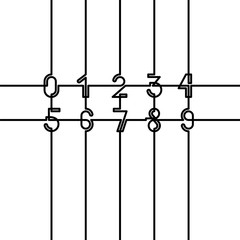 Connected numbers set. Black elements on white