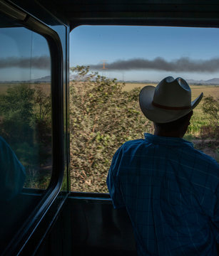 Mexico Copper Canyon Railroad Train Cowboy At Window